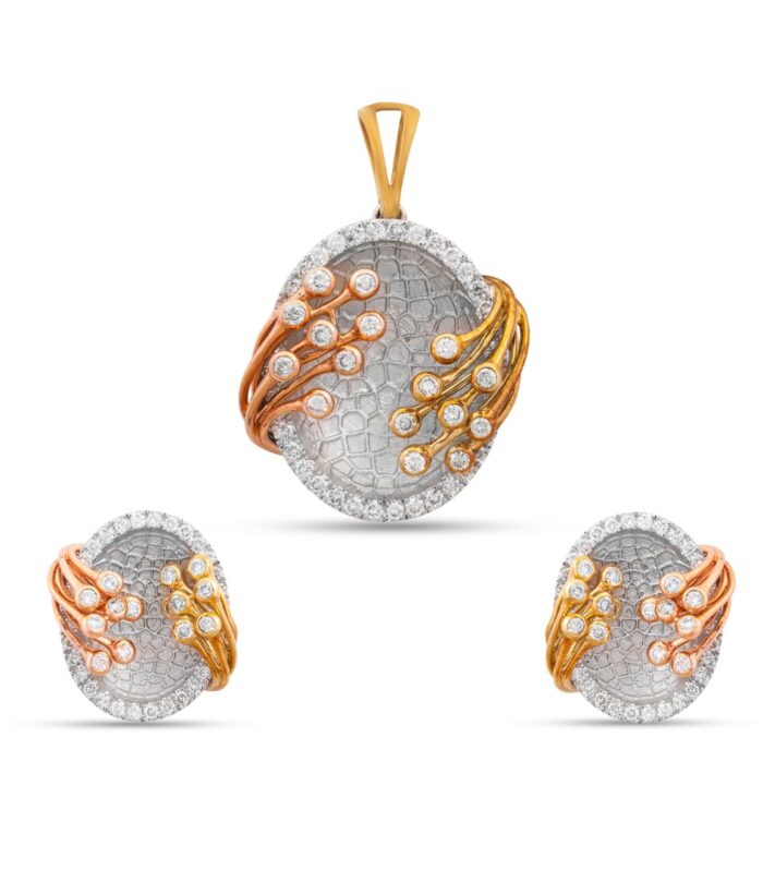 Tri colour waffle Pendant set