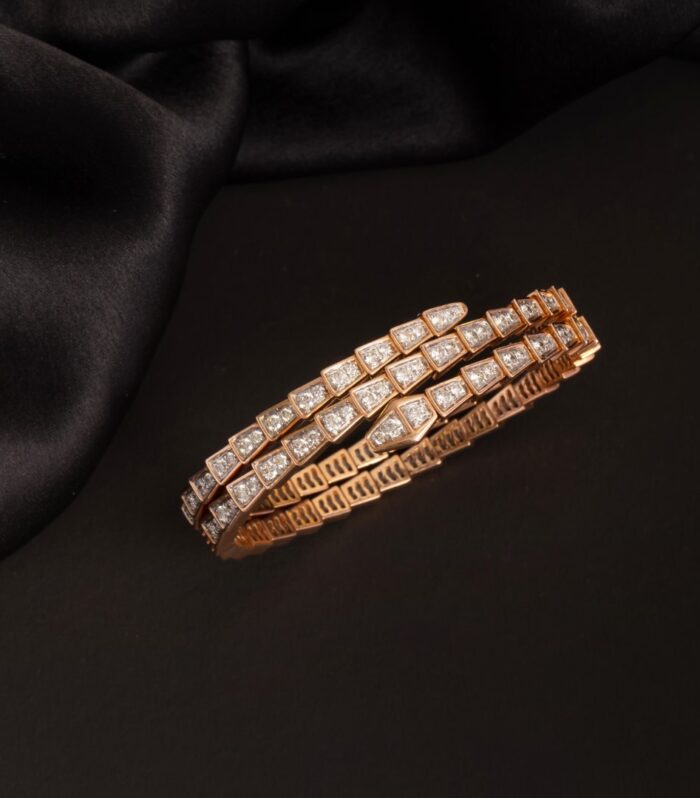 Three strings serpentine bangle bracelet