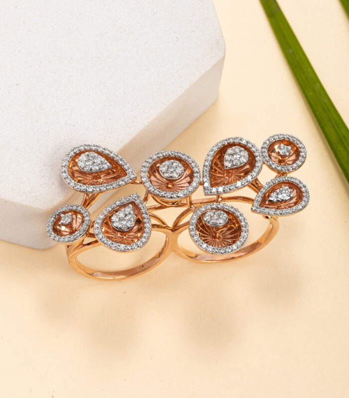 Round Pear Two Finger Ring